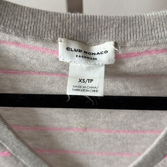 Club Monaco Kenzee striped sweater pink/cream cashmere sz XS - Picture 2 of 6